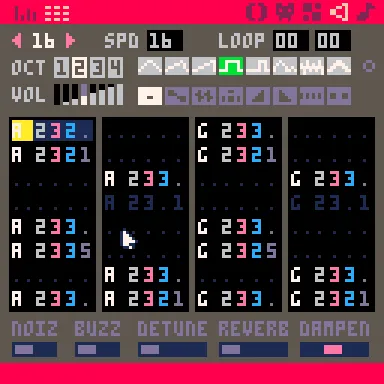 A part written using the square wave and volume set to 3