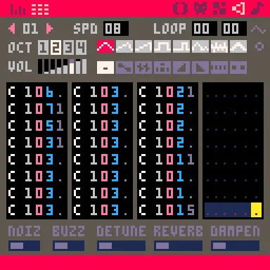 A track with notes that slide across volume changes smoothly